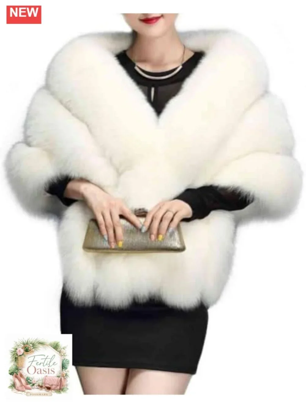 Luxury Faux Fur Shawl Wrap Stole Cape for Women Winter Wedding Party